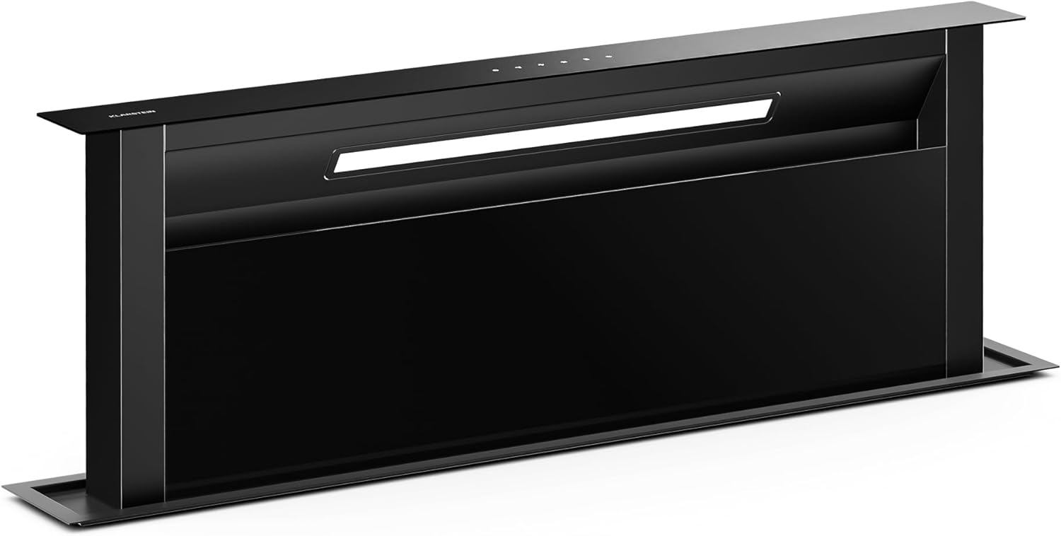 KLARSTEIN Velaire Hotte Aspirante 90 cm - A++ Éco – LED, Hotte Cuisine Encastrable Plan de Travail, 906 m3/h, Silencieuse, Commande Tactile, Noir