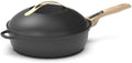 La Fabuleuse poêle 8 en 1 - 'PETIT MODELE 24 cm – Sauteuses, COOKUT, sauteuse - 2 poignées amovibles, casserole, Noir/Bois