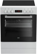 Beko Cuisinière vitrocéramique - FBE67300WCS – Son volume utile de 72 L propose un espace confortable pour les plats familiaux, Blanc/Noir