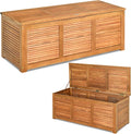 COSTWAY Coffre de Jardin Exterieur en Bois d'Acacia – Coffre de Rangement 178 L avec Couvercle Rabattable Charnière en Métal, 120 x 45 x 45 cm