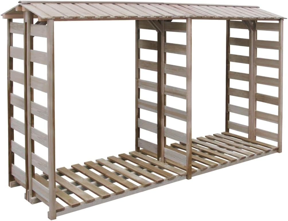 dimensions indiquées sont 300 x 90 x 176 cm (L x I x H) – Pin Imprégné Abri de Stockage Bois de Cheminée Jardin Patio Porte Bûche