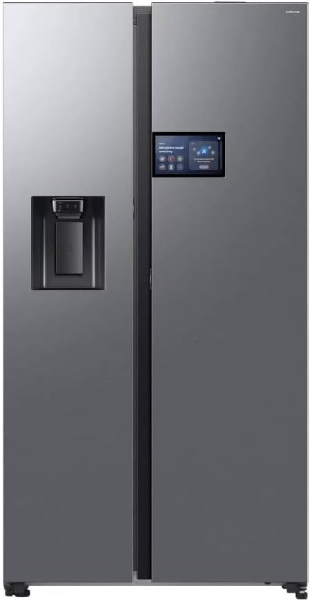 Samsung RS90F65EDTEF Réfrigérateur-congélateur côte à côte – réfrigérateur AI avec congélateur, 178 cm, 621 L, AI Home, commande vocale, aspect inox