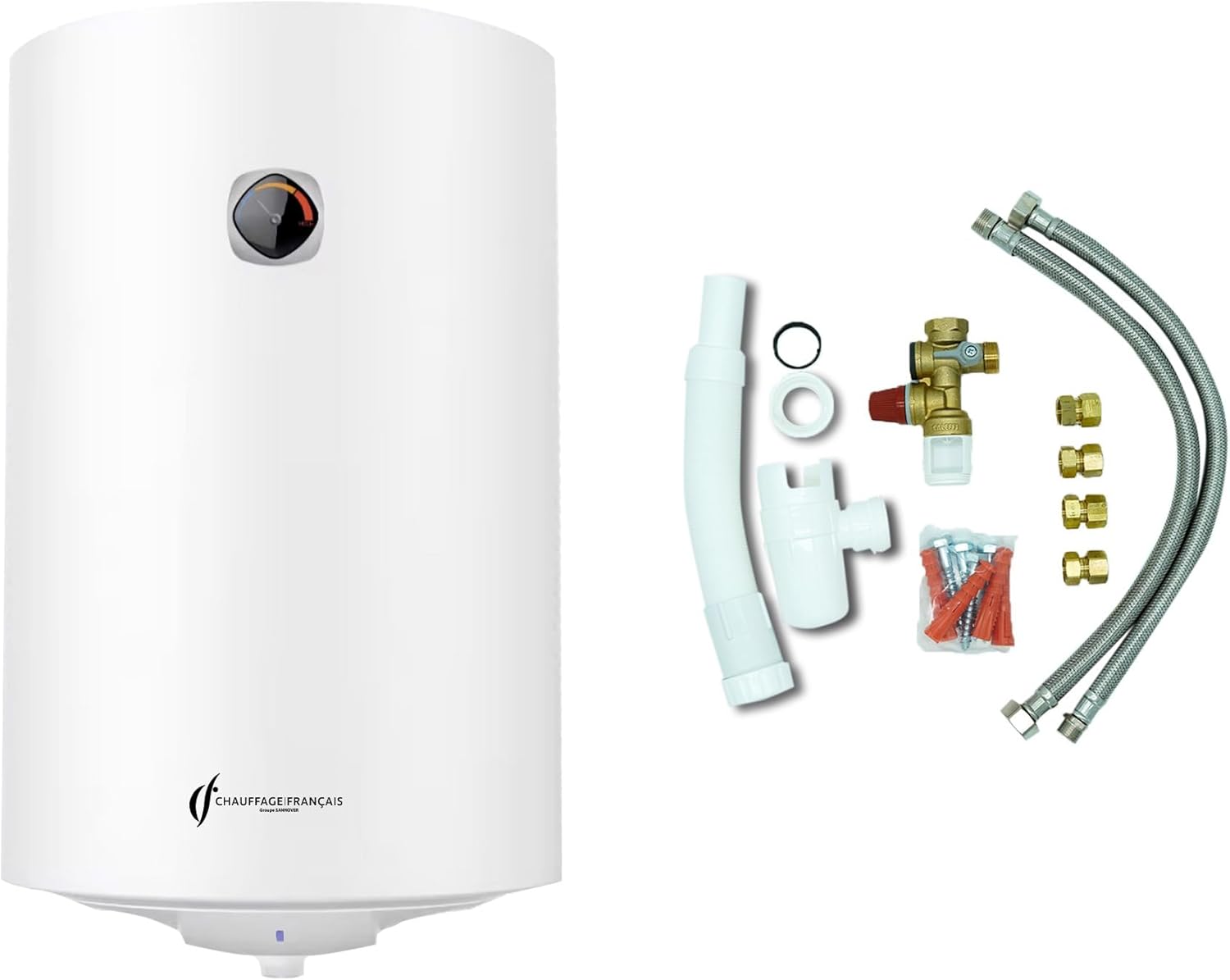Chauffe rapide grâce à la puissance 2000 W – Chauffe Eau Electrique Mural Vertical Blindé Bypso Sannover 50 Litres + Kit d'Installation