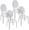 Baroni Home Set de 4 Chaises en Polycarbonate Transparent – Assise au Design Élégant Empilable et Imperméable pour Salon, 48X46X98 cm, Vienna