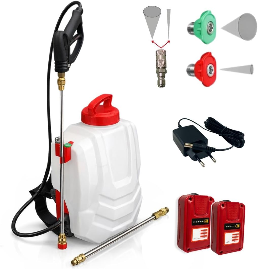 Pulvérisateur Électrique Dorsal Sprayer Original 15L – Forum Equipement, Débit 180 L/H - 2 Batteries, Blanc et Rouge, Blanc/Rouge/Noir
