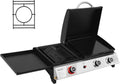Royal Gourmet 3 Brûleurs Barbecue Gaz Portable – 3 en 1 Plancha et Grille en Émaillés Combinés avec Couvercle Multifonctionnel, Noir