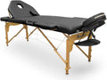 QUIRUMED Civière Pliante en Bois Pro 194 x 70 cm avec Dossier Rabattable – Hauteur réglable jusqu'à 150 kg, Similicuir