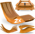 Bains de soleil – Casaria, 2X Chaise Longue à Bascule Pliable en Bois d'acacia certifié FSC Transat Ergonomique Bain de, Marron