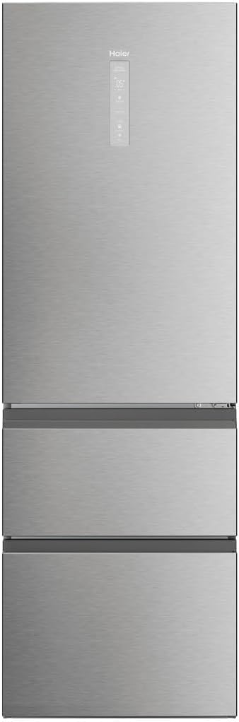Haier Réfrigérateur congélateur bas HTW5618DNMG – Dimensions (LxHxP) 59.5 x 185 x 66.7 cm, Argent