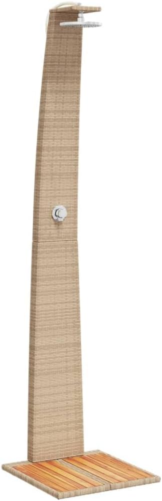 vidaXL Douche d'Extérieur – Meuble de Jardin avec Poignée Rotative, Beige Résine Tressée Bois Acacia