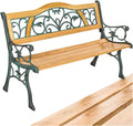 tectake Banc de Jardin Solide en Bois Naturel laqué et Fer Forgé – Banquette de Jardin Résistant aux intempéries