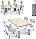 Table pour enfants avec ensemble de 4 chaises – Ensembles de tables et chaises, ACXIN, hauteur réglable, crèche et, Gris/Blanc/Bois