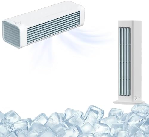 2025 Ultra-Quiet Portable AC avec batterie rechargeable – Qinux Breezamax Air Cooler – Climatiseurs d'armoires, Blanc/Gris