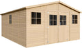 Abri de Jardin en Bois Naturel - Stockage extérieur avec fenêtres- H246x418x522 cm/20 m2-Hangar – TIMBELA, Beige