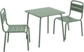 Ensembles de tables et chaises – Alice's Garden, sweeek - Table de Jardin Enfant métal + 2 assises Vert de Gris Anna. 48x48cm
