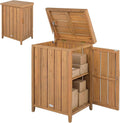 Coffres de rangement – GYMAX, Armoire de Jardin en Bois Massif, Coffre de Rangement Extérieur avec Étagère Amovible et Couvercle Ouvrant