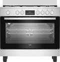 cuisinière 5 feux avec triple couronne – Cuisine à gaz 90 x 60 cm – Cuisinières, Beko, BGM11226EX, inox/noir, grilles en fonte