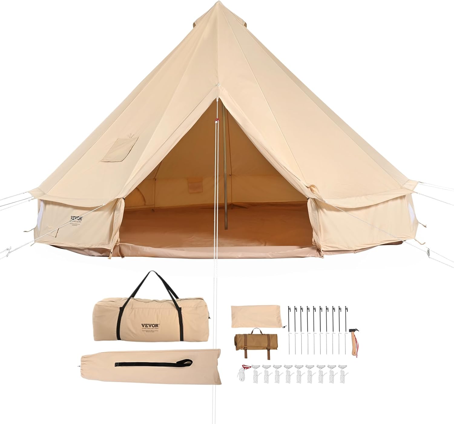 Tentes dôme – VEVOR, Tente Cloche en Toile Tente de Yourte 4 Saisons Tente de Camping Familial avec Trou de Poêle à, Groupes en Plein Air