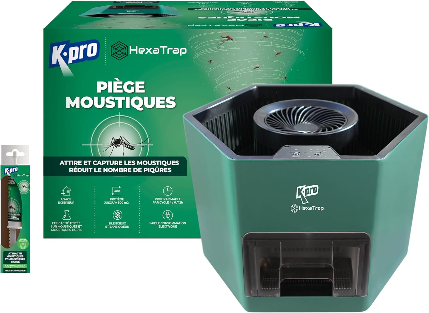 silencieux et sans odeur – Piège électrique à moustiques et moustiques Tigres, K.PRO, portée 300 m2, programmable 4h/6h/12h