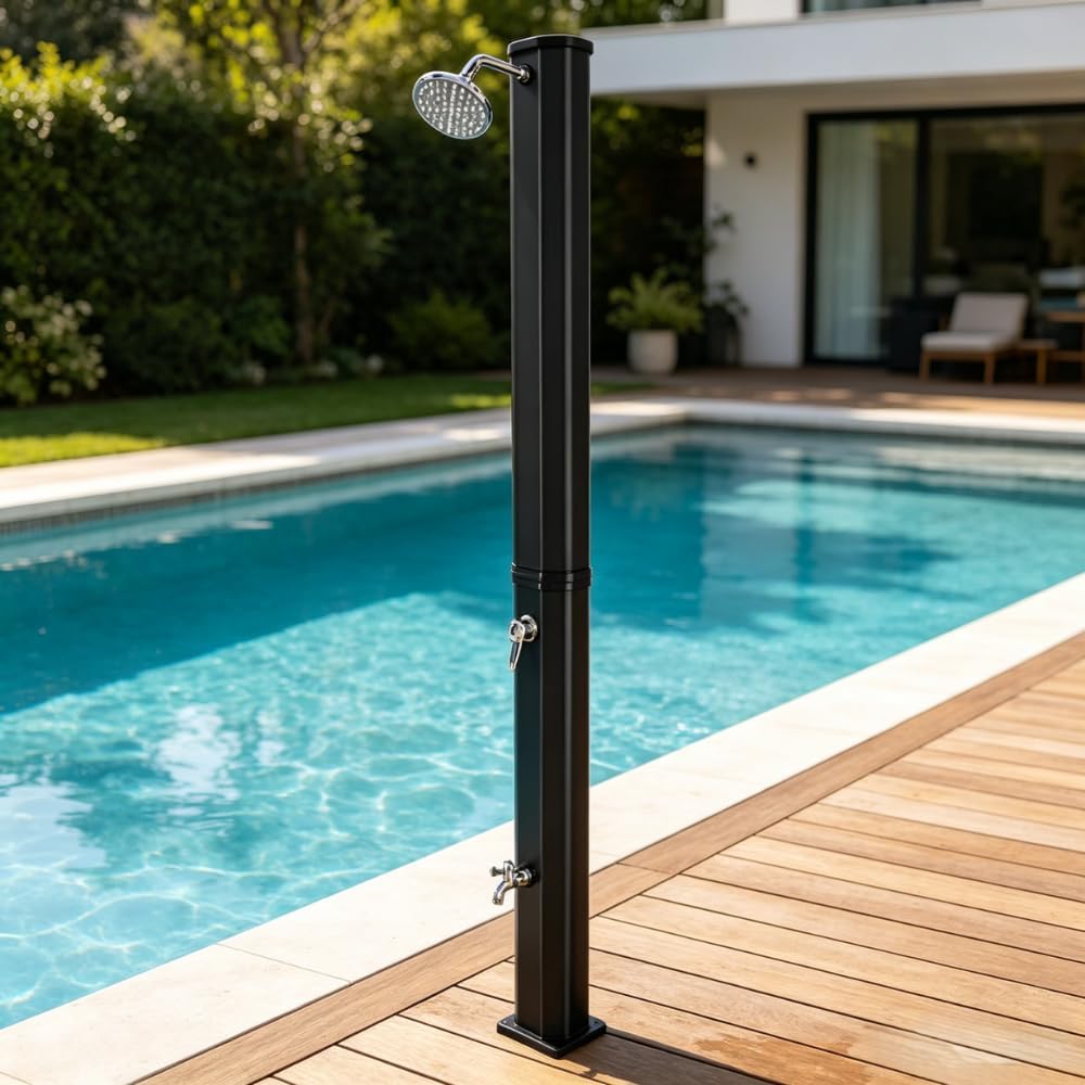 Douches de jardin – Bonnlo, Douche Solaire 35L, Idéal pour Jardin Plage Piscine, Douche Exterieur Solaire avec Pommeau de Douche Douchette et Robinet