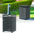 Ollewiellan Cache-poubelle pour 1 poubelle de 120 l et 240 l – avec serrure et amortisseur à gaz, revêtement en acier galvanisé, couleur anthracite