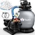 Filtre de Piscine avec indicateur de pression – Système de Filtre à Sable 10 m3/h + 800g Boules de filtre – Filtres, tillvex