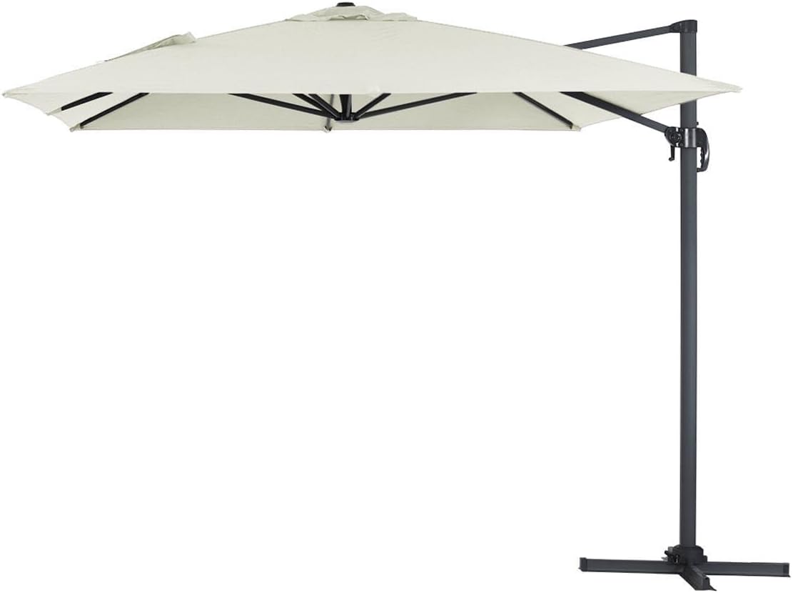 Habitat et Jardin Parasol Jardin déporté alu Sun 4' 3 x 4 m - Ecru – bâche 3 x 4 m protège efficacement du soleil et de la pluie légère