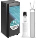 SereneLife Climatiseur Mobile 7000 BTU 2 – Compact avec Télécommande et Kit Fenêtre Noir, 05 kW, Climatiseur Portable avec Évacuation, Noir/Blanc