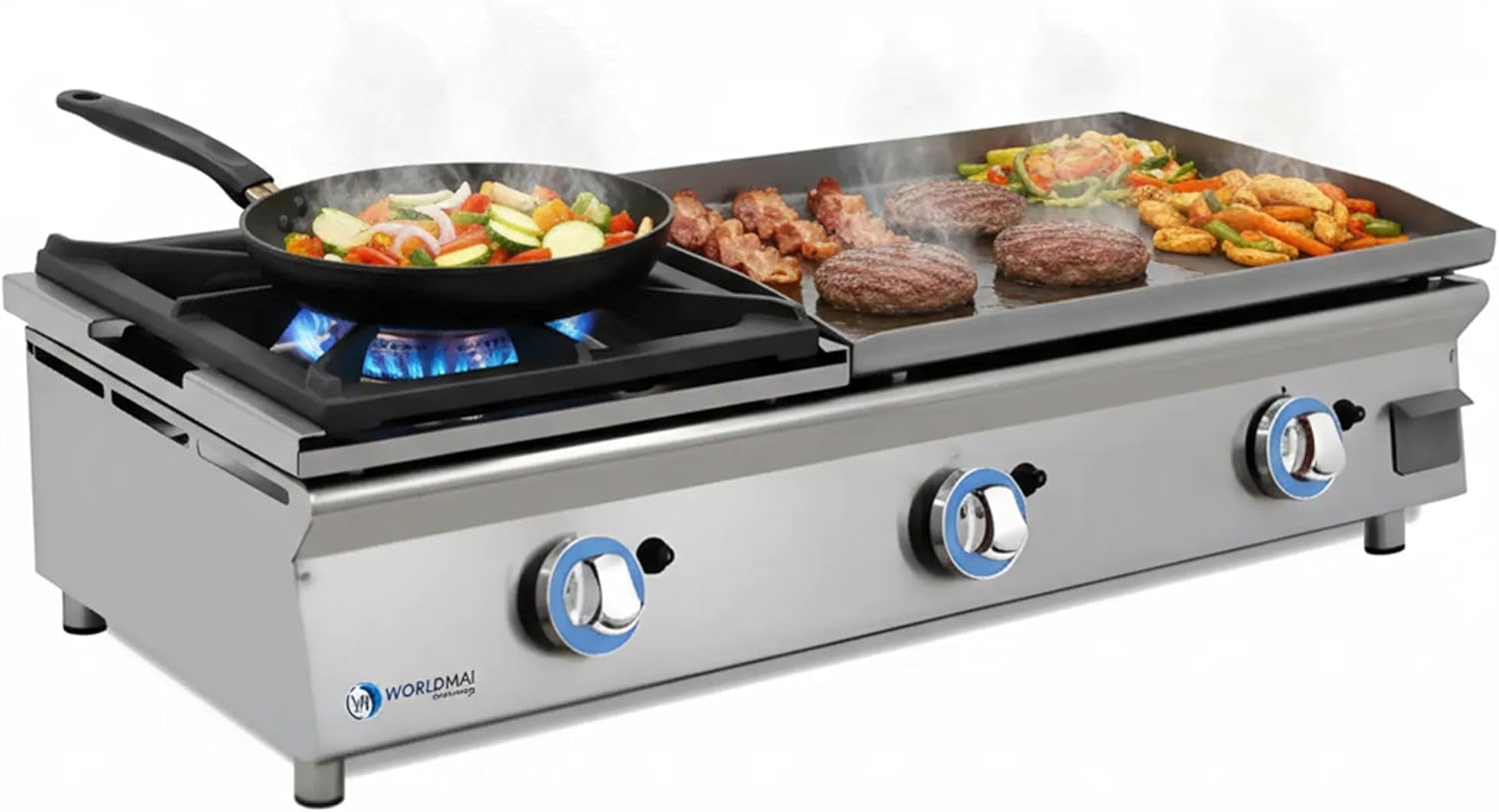 Plancha à gaz 60 cm avec feu intégré – MBH – Plaques à frire, Worldmai, Argent
