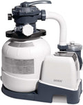 Intex SX2100 Plus Pompe de filtre à sable – 220-240 V, 26656, débit de la pompe: 7, 9 m3/hr, Blanc/Gris