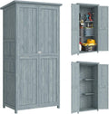 Outsunny Armoire de Jardin en Bois de Sapin pour Balcon et Terrasse avec 2 Portes Verrouillables – 85 x 54 x 170 cm Gris, 2 Étagères