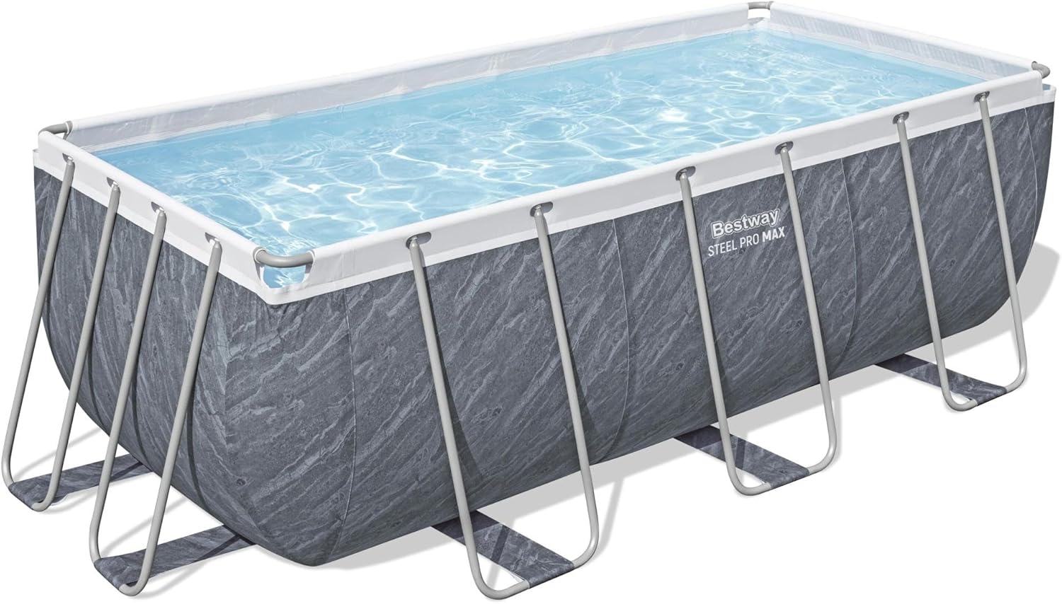 Steel Pro Max Kit Piscine Hors Sol - 412 cm x 201 cm x 122 cm - Gris – Structures pour piscines, Bestway, Gris/Blanc