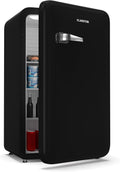 KLARSTEIN Audrey Evo 90L Mini Frigo - Design Rétro – Silencieux 40 dB, Noir, Thermostat Mécanique, Porte Réversible