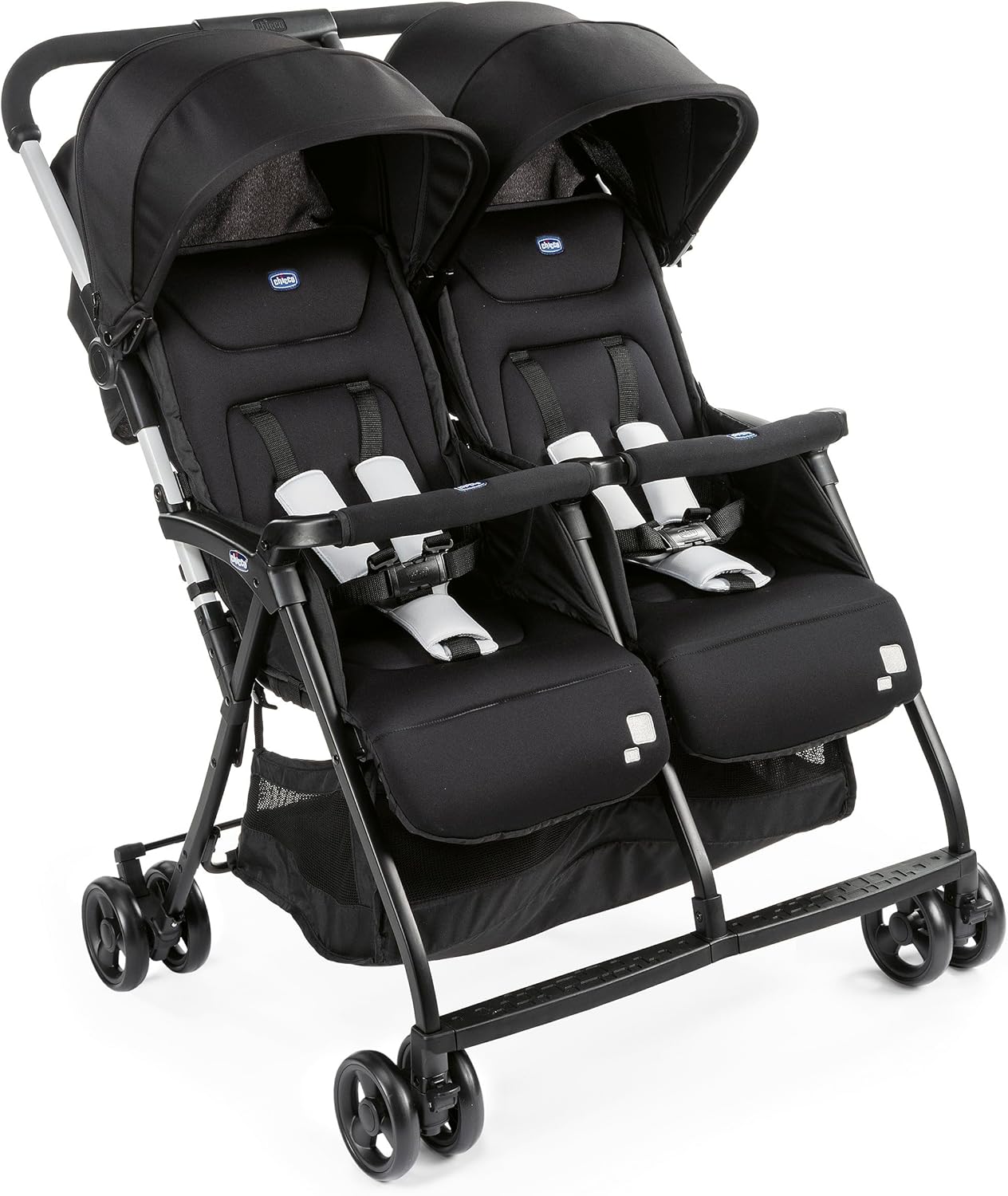 Chicco OHlalà Poussette Double Tandem – pour Jumeaux dès la Naissance jusqu'à 15 kg, Légère Inclinable et Pliable
