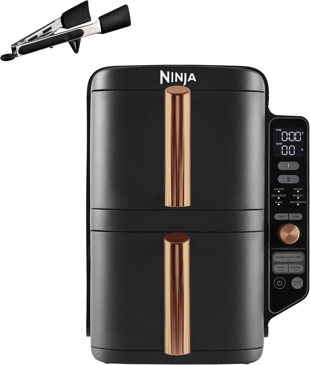 Double Stack XL Air Fryer 2 Compartiments Verticale – Friteuses à air, NINJA, 4 Niveaux de Cuisson, Capacité de 9, Compact