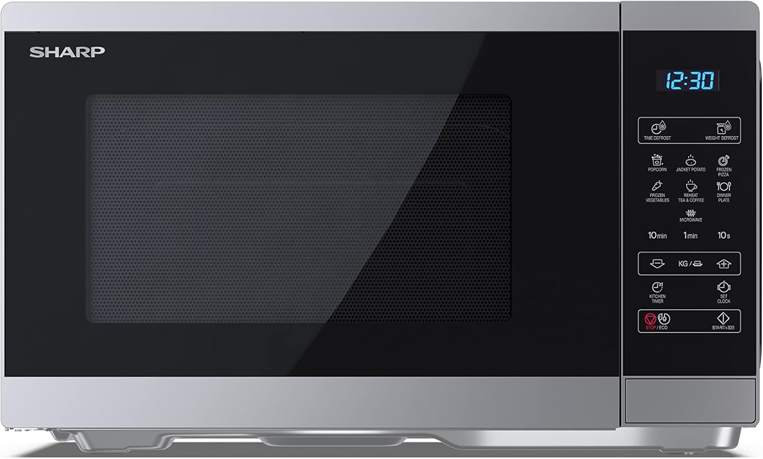 Sharp YC-MS252AE-S – Four Micro-ondes 25 Litres, Gris, Solo, Numérique, Noir/Gris