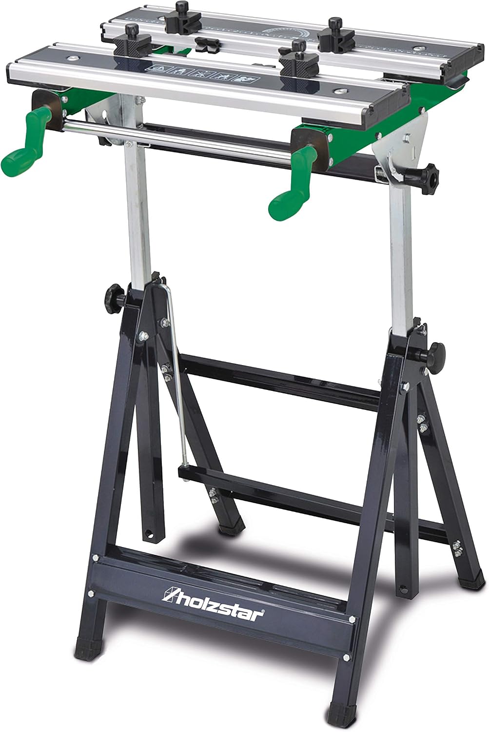Établis – Holzkraft, Stürmer 5900010 SWT 100 Table de travail inclinable et réglable en hauteur avec mâchoires en, Noir/Vert/Argent