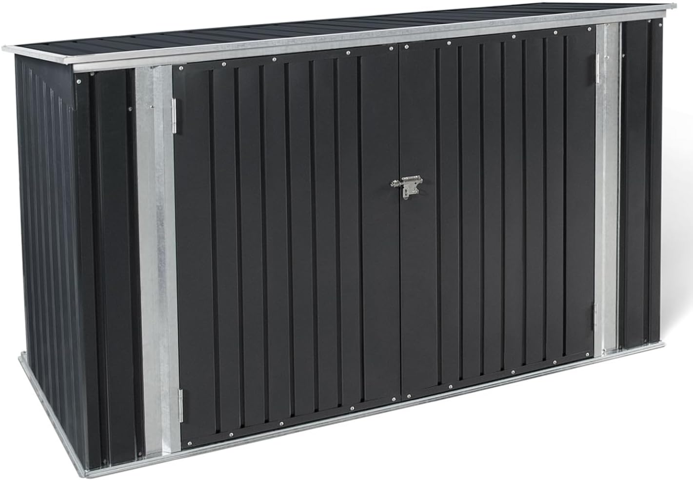Abri de Jardin en métal verrouillable Multi-Rangement pour Stockage vélos – IDMarket, Outils, poubelles, Noir/Gris