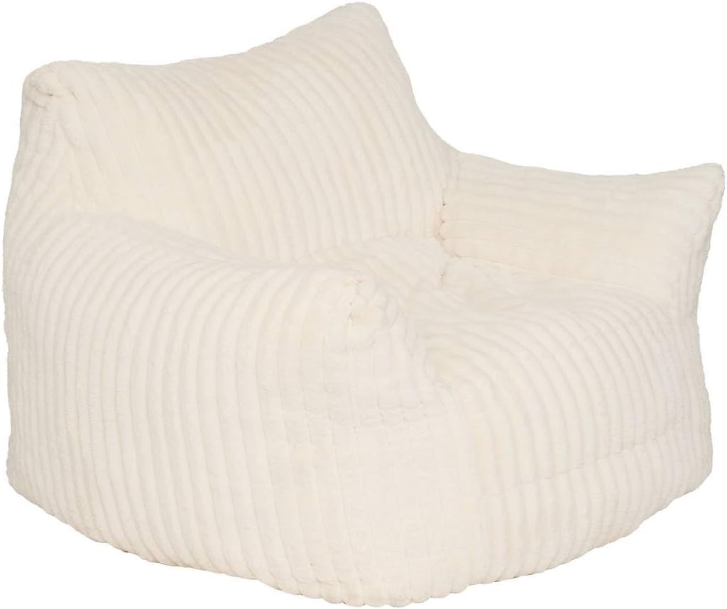 Atmosphera - Fauteuil XL Muzi en Velours Côtelé Blanc - Gros Pouf Compressé Moderne – ATMOSPHERA CREATEUR D'INTERIEUR
