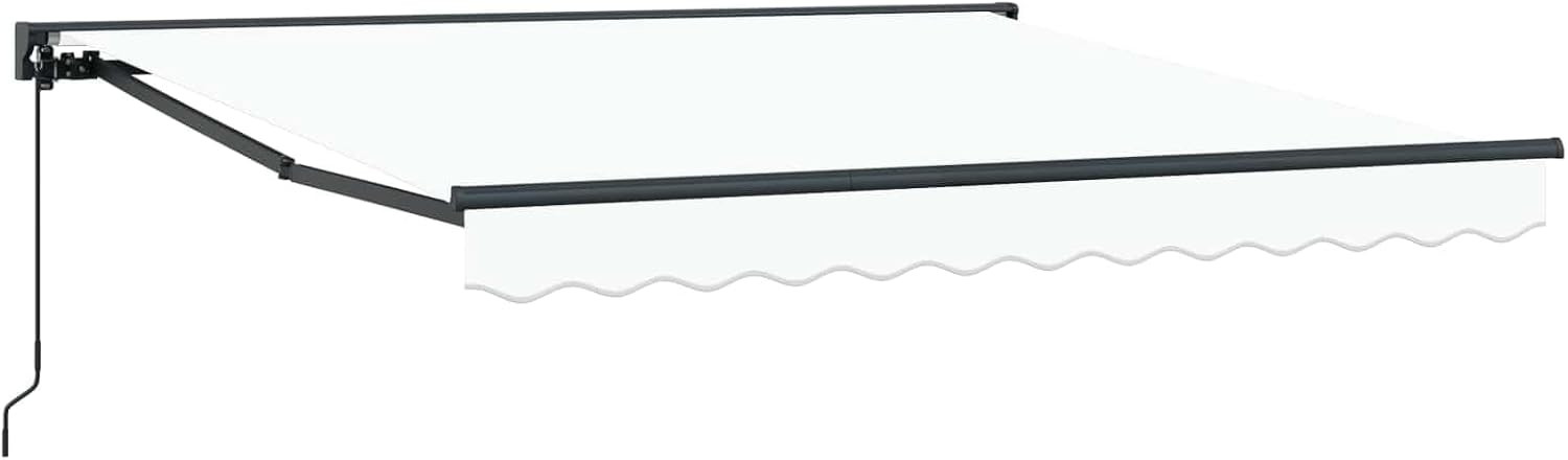 Mhdvray Store Banne Rétractable Manuel 300 x 250 cm – Auvent Extérieur avec Toile en Polyester Blanc et Cadre en Aluminium Noir, Jardin et Balcon