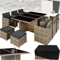 2 Sets de Housses + Housse de Protection – tectake, Marron Naturel, Marron/Noir/Crème