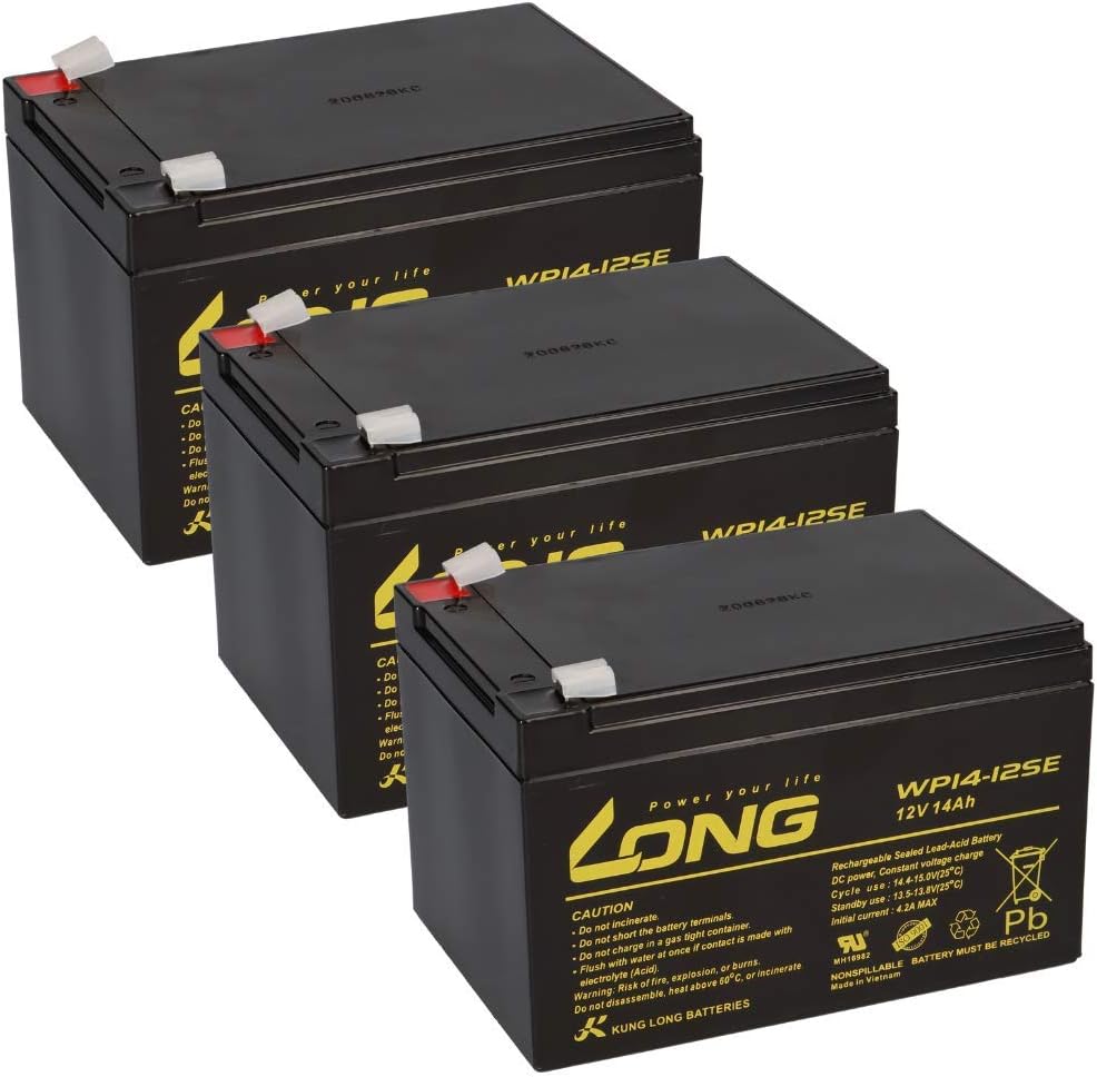 Batteries – Akkuman.de Akkutechnik vom Fachmann, 3 batteries AGM BLEI 12 V 14 Ah, Compatible avec scooter électrique, Noir
