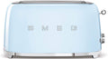 Smeg Grille-pain 4 Tranches TSF02PBEU – 2 Fentes 36 mm, 6 Niveaux de Brunissage, 1500 W, Fonction Chauffage, Décongélation et Bagel, Ramasse Miettes