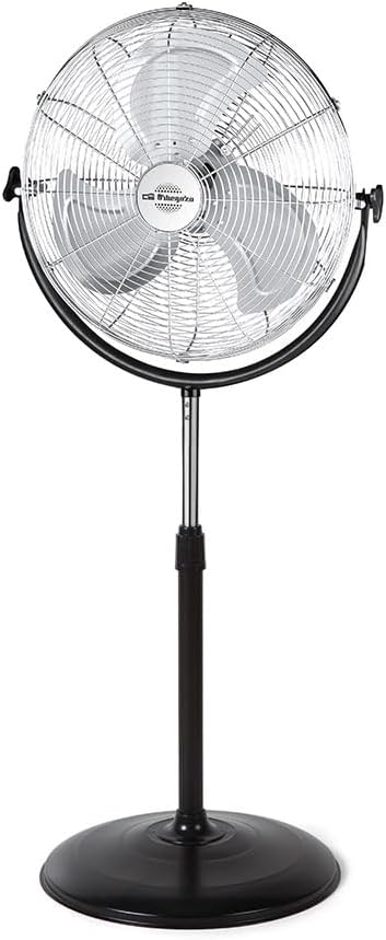 3 vitesses – PWS 1950 - Ventilateur sur pied industriel, Orbegozo, 155 W, noir et argent, pales en métal, poignée de transport