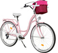 Rose à 7 Vitesse de 28 Pouces avec Panier et Porte-Bagages arrière – . Vélo Confort – Vélos de ville, MILORD, vélo néerlandais