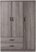 Armoires – Proconfort, Armoire Valentina 3 Portes, Rangement pour Chambre, 120 x 52 x 190 cm, 2 Tiroirs et Penderie avec Étagères, Bois Grisé