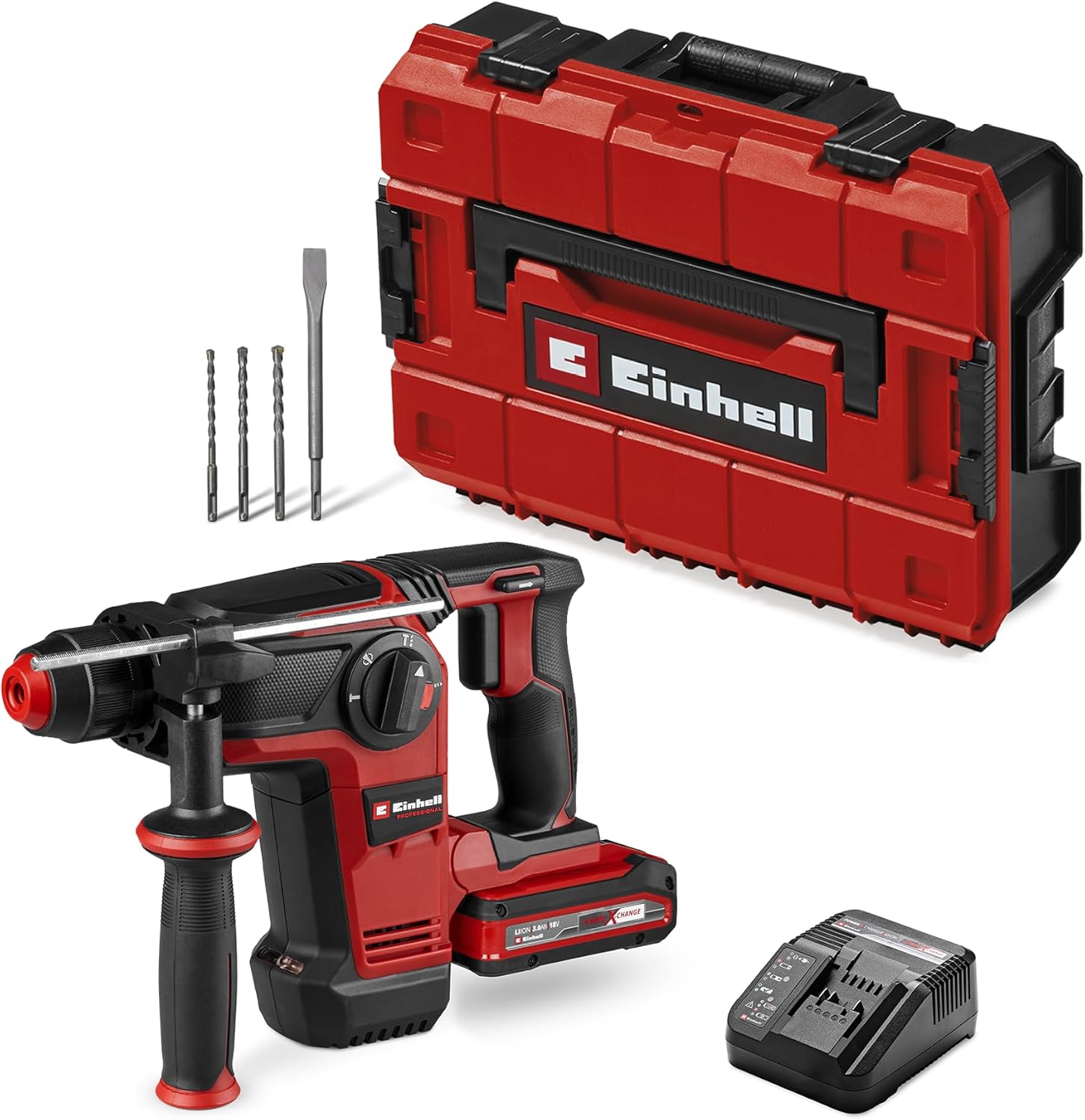 avec batterie 3 – Professional Marteau perforateur sans fil TP-HD 18/28 Li BL +4 – Marteaux perforateurs, Einhell, 0 Ah+, 3 J