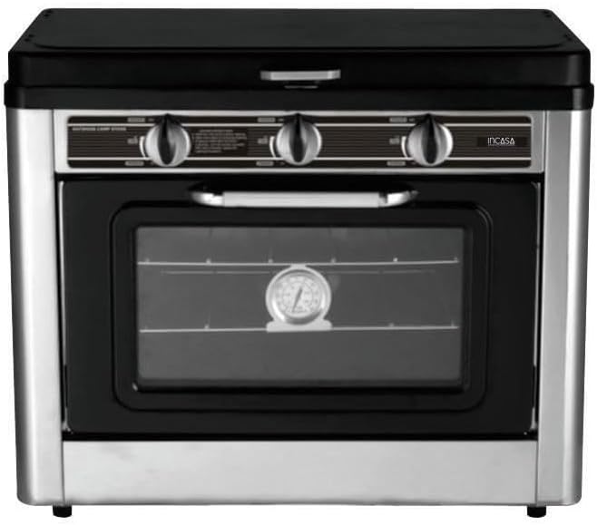 InCasa Combiné four / réchaud 2 feux de camping - INCASA - 016463 – Noir/Argent