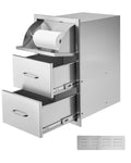 VEVOR Tiroirs de Cuisine d'Extérieur en Acier Inoxydable – 6 cm avec Poignée et Porte-essuie-Tout, Îlot de Barbecue sur Terrasse, Argent