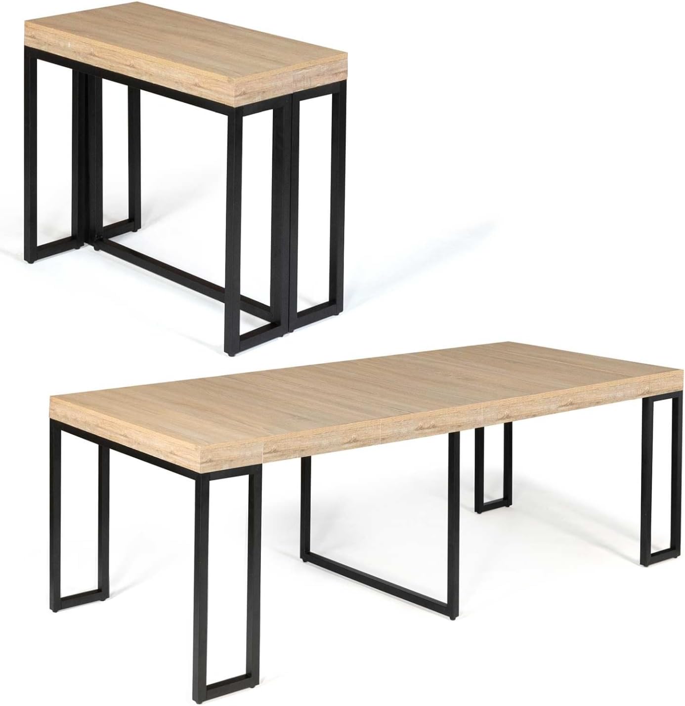 Dim. globales: Longueur 235 - 90 cm x largeur 90 - 45 cm x Hauteur 75 cm – IDMarket, Noir/Bois